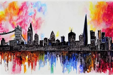 Color Sketch Of The London Skyline Highly Detailed Stable Diffusion