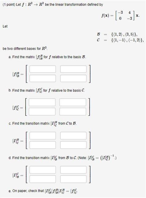 Solved 1 Point Let F R2 → Rº Be The Linear Transformation