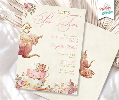 Mother S Day Tea Invitation Let S Par Tea Mothers Day Brunch Invite Digital File Printing