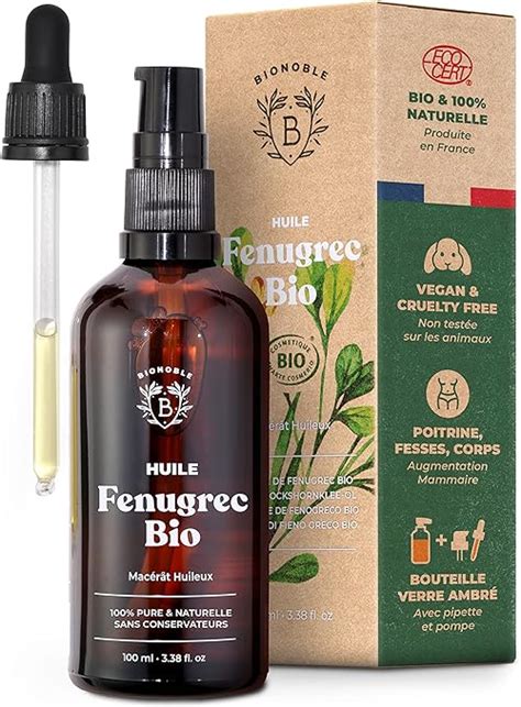 Bionoble Huile De Fenugrec Bio 100ml Pour Grossir Poitrine Et Fesses