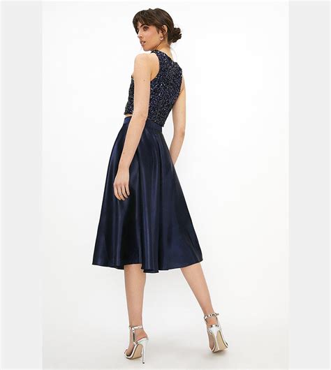 Buy Coast Structured Satin Midi Skirt In Navy 6thStreet UAE