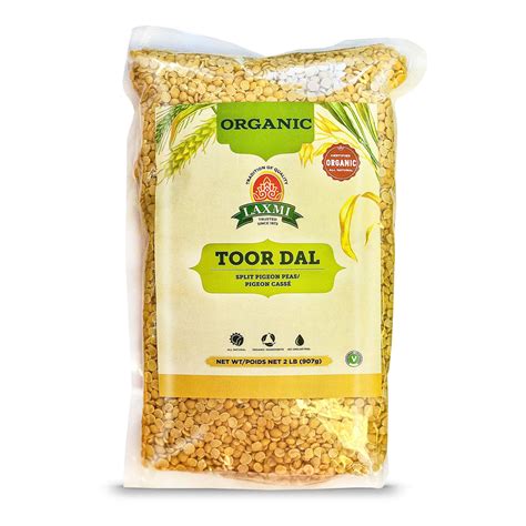 Laxmi Organic Toor Dal Traditional Indian Split Yellow Peas 2lb Bag