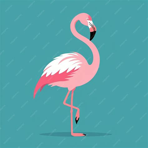 Premium Photo Cartoon Pink Flamingo Clipart Flat Illustration