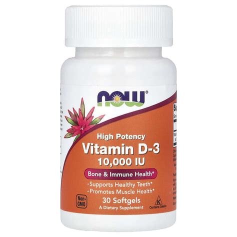 NOW Foods Vitamin D 3 High Potency 10 000 IU 30 Softgels