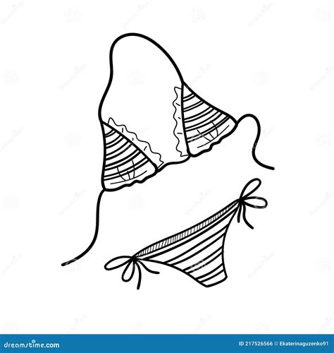 Doodle Hand Zeichnen Frauen Badeanzug Bikini Vektor Vektor Abbildung