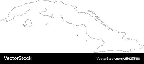 Map Cuba Outline Map Isolated Black On White Vector Image