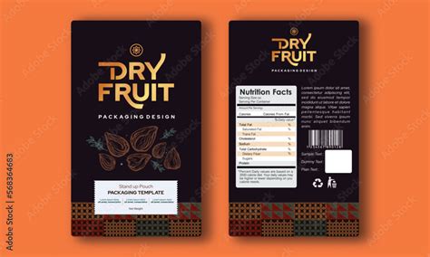 Dry Fruits Label Design Stand Up Pouch Label Illustration Almond