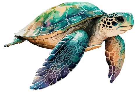 Aquarelle Illustration Vectorielle De Tortue De Mer Vecteur Premium