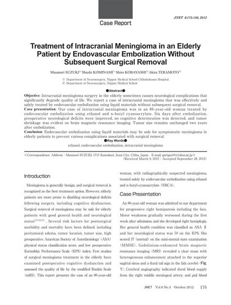 (PDF) Treatment of Intracranial Meningioma in an Elderly … · · 2016-03 ...