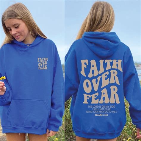 Christian Hoodie Faith Over Fear Etsy