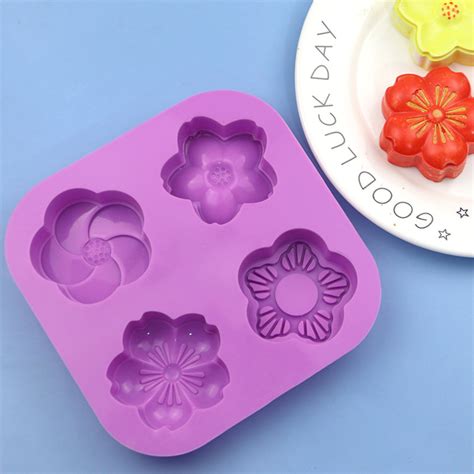 Vedini 4 Cavity Different Flowers Silicone Cake Mold Jindeal Inc