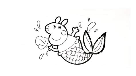 Peppa pig mermaid, Peppa pig drawing and colouring, Peppa pig cartoon ...