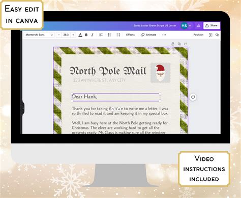 Editable Letter From Santa Official Santa Approved North Pole Mail Easy Instant Download