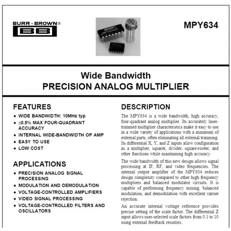 Burr Brown MPY634AM PRECISION ANALOG MULTIPLIER