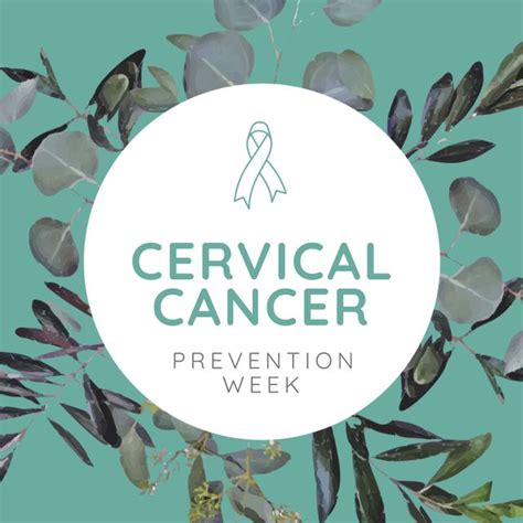 Cervical Cancer Prevention Week Awareness Design With Leaf Border And