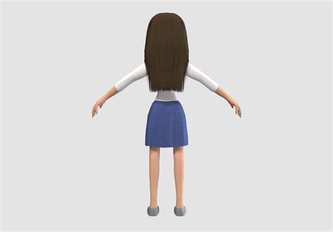 Basic Cartoon Girl 3D Model By Nickianimations