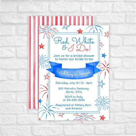 Red White And I Do Bridal Shower Invitation 4th Of July Etsy