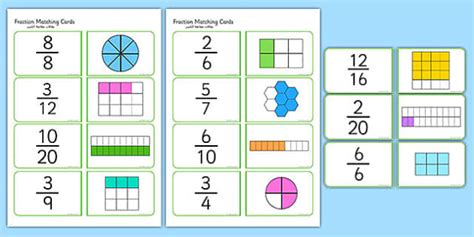 Fractions Matching Cards Arabic Translation Lehrer Gemacht