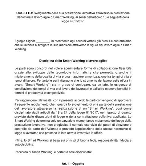 Contratto Di Smart Working Modello Word E Pdf