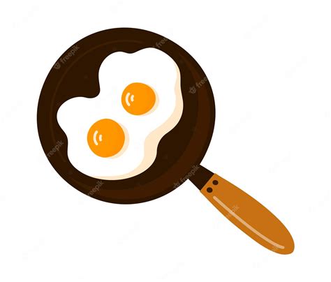 Premium Vector Illustration Of Cooked Fried Eggs In A Frying Pan