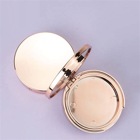 Round Gold Compact Case With Mirror Zmic