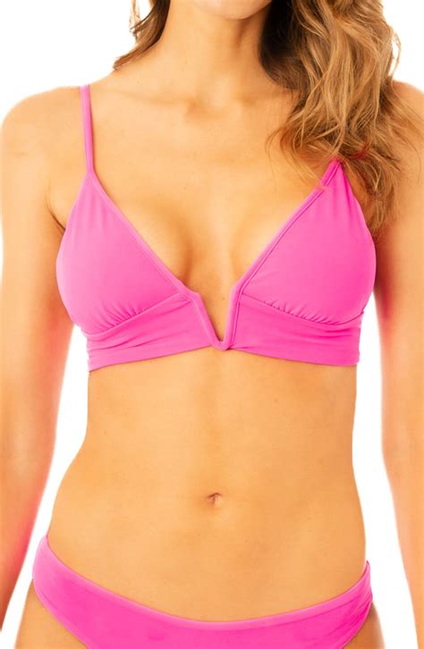 Maaji Radiant Parade Reversible Triangle Bikini Top Pink Editorialist