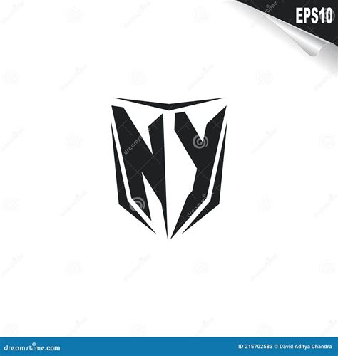 Initial NY Logo Design With Shield Style Logo Business Branding Stock