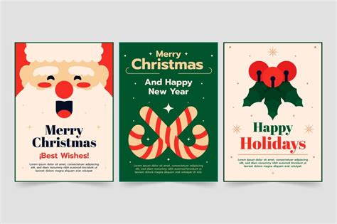 Premium Vector | Flat christmas minimalist cards collection