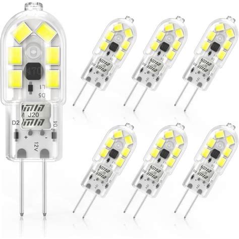 Ampoules LED G4 2W Équivalent à 20W Halogène Lumière Blanc Froid 6000K