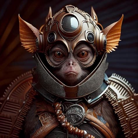 Premium Ai Image Tarsier In Cyberpunk Futuristic Robotic Metal