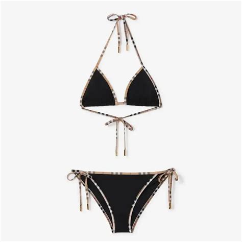 Burberry Women Check Trim Triangle Bikini Black