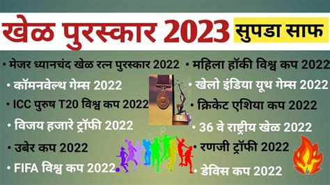 खळ परसकर 2023 Important Sports Awards Khel Puraskar Current