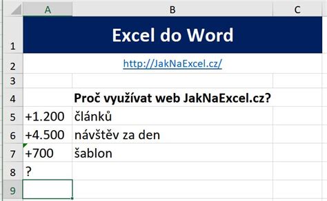 Word načítá aktuální data z Excel Školení konzultace