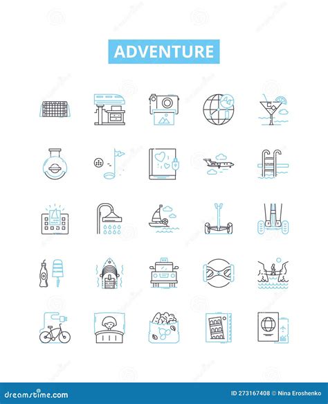 Adventure Vector Line Icons Set Voyage Exploration Excursion Quest