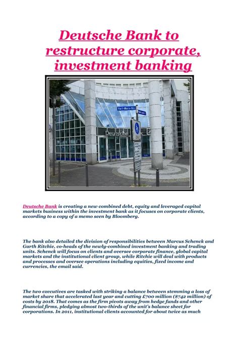 Ppt Deutsche Bank To Restructure Corporate Investment Banking