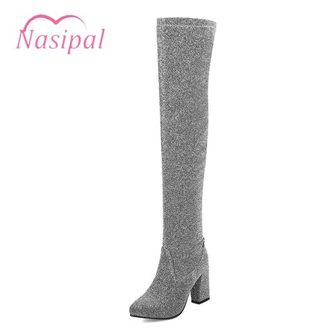 Nasipal Women Stretch Bling Bling Thigh High Boots Sexy Fashion Over