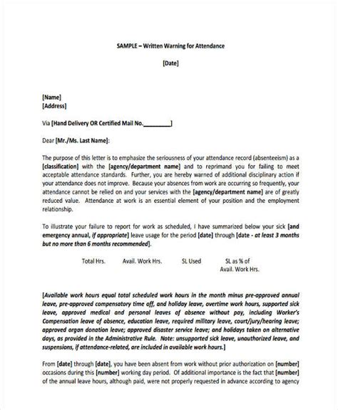 6 Staff Warning Letter Template 6 Free Word Pdf Format Download Free And Premium Templates