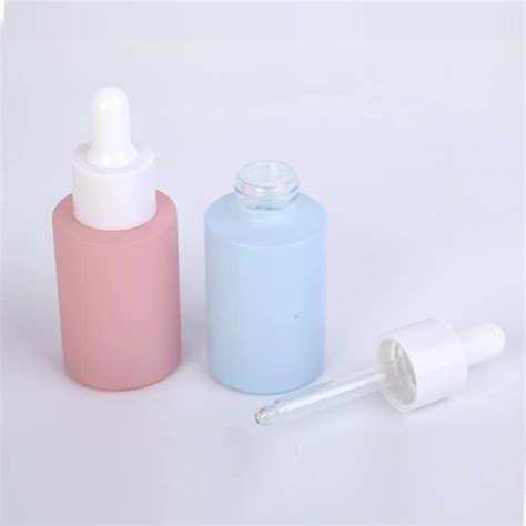 30ml Flat Shoulder Cylinder Glass Bottle With White Dropper And Pump