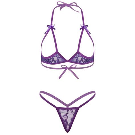 Iixpin Micro Bikini Sexy Femme Ficelle String Et Soutien Gorge Sein Nu