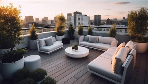 Sala De Estar De Lujo Con Vista Al Horizonte De La Ciudad Ia Generativa