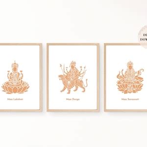 Sri Lakshmi Durga and Saraswati Print Set Religious Hindu Goddess Set ...