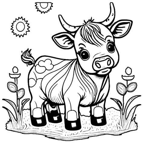 Cute Baby Cows Coloring Page · Creative Fabrica