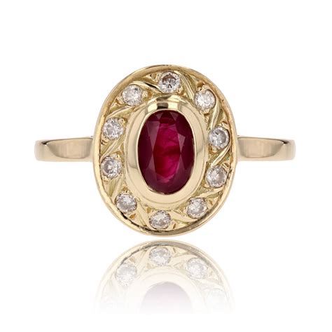 Bague Rubis Diamants Or Jaune Occasion Bijoux Modernes Bague Or