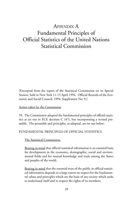 Appendix A Fundamental Principles Of Official Statistics Of The United