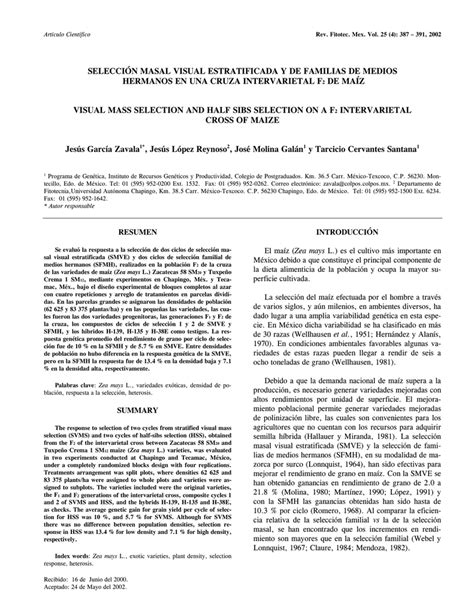 SELECCIÓN MASAL VISUAL ESTRATIFICADA Y DE FAMILIAS DE