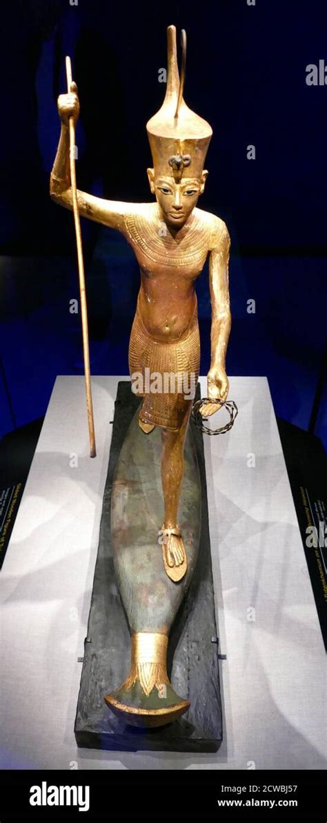 Gilded Wooden Statue Of King Tutankhamun 1326 Bc From The Tomb Of King