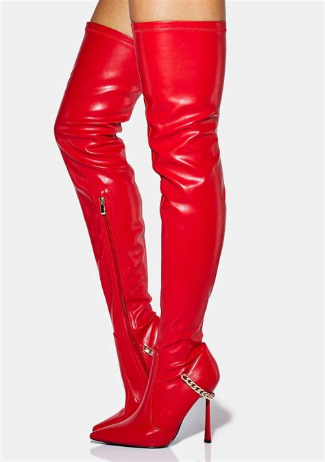 Azalea Wang Angelo Thigh High Boots Red Dolls Kill