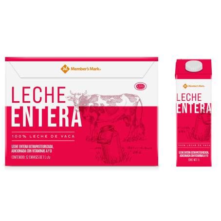 Leche Entera Member S Mark 12 Pzas De 1 L C U Sam S Club