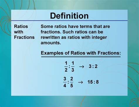 Definition Ratios Proportions And Percents Concepts Ratios With Fractions Media4math