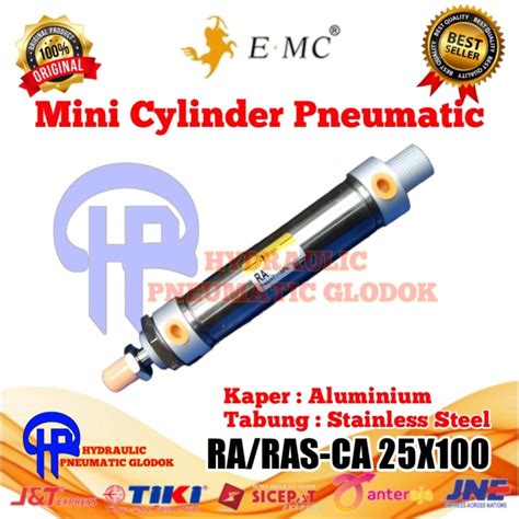 Jual Mini Cylinder Pneumatic RA RAS CA 25X100 EMC Jakarta Barat